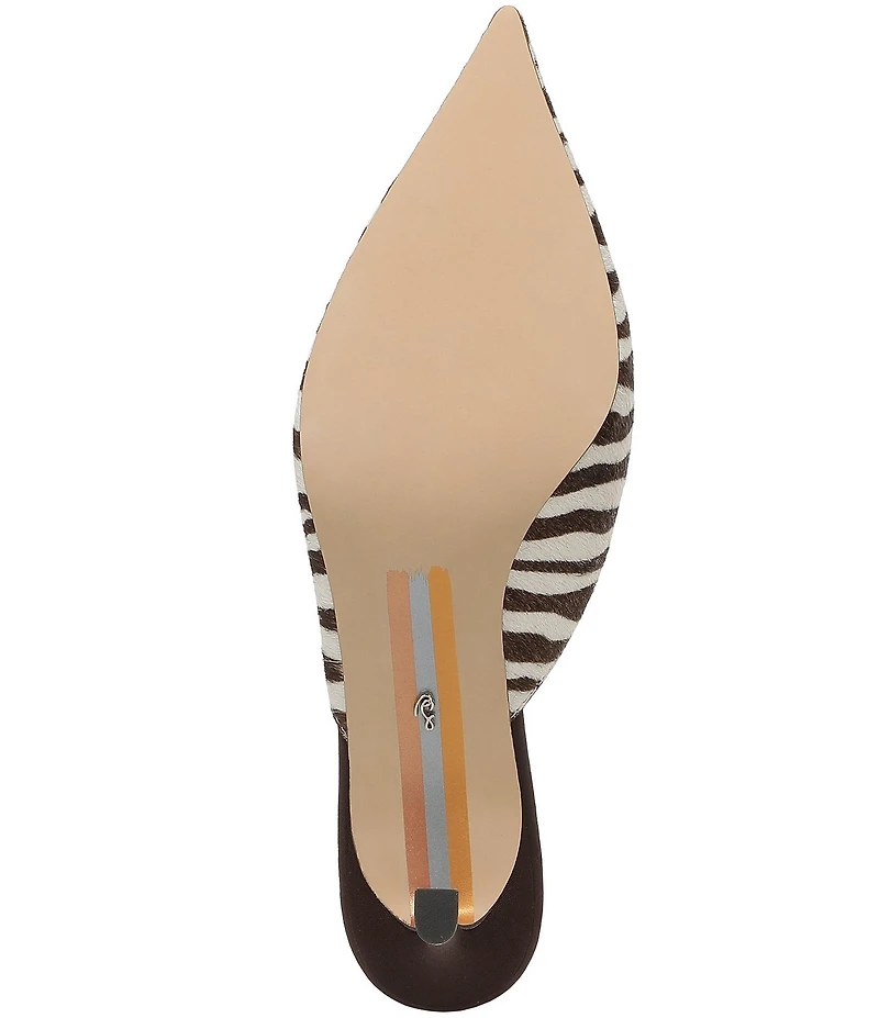 Sam Edelman Margeaux High Vamp Zebra Print Calf Hair Pointed Toe Dress Mules
