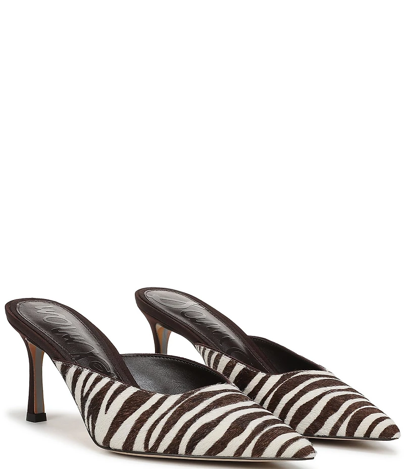 Sam Edelman Margeaux High Vamp Zebra Print Calf Hair Pointed Toe Dress Mules