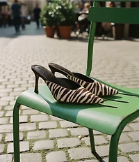 Sam Edelman Margeaux High Vamp Zebra Print Calf Hair Pointed Toe Dress Mules