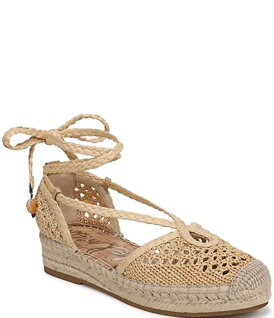 Sam Edelman Margot Raffia Braided Ankle Wrap Espadrille Flats