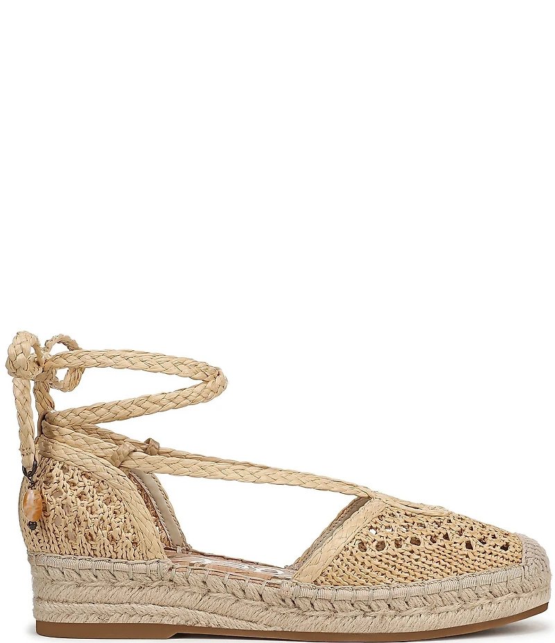 Sam Edelman Margot Raffia Braided Ankle Wrap Espadrille Flats