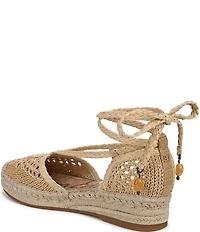 Sam Edelman Margot Raffia Braided Ankle Wrap Espadrille Flats