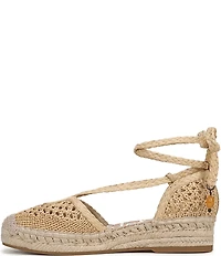 Sam Edelman Margot Raffia Braided Ankle Wrap Espadrille Flats