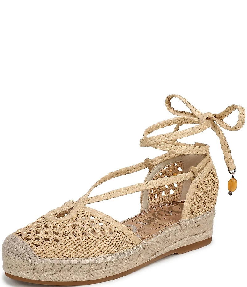Sam Edelman Margot Raffia Braided Ankle Wrap Espadrille Flats