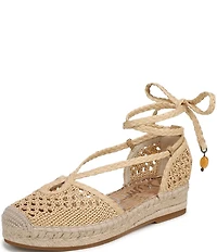 Sam Edelman Margot Raffia Braided Ankle Wrap Espadrille Flats