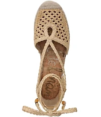 Sam Edelman Margot Raffia Braided Ankle Wrap Espadrille Flats