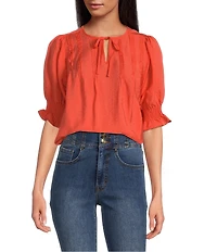 Sam Edelman Marlie V-Neck Short Sleeve Pleated Blouse