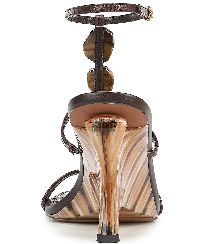 Sam Edelman Massey Leather Stone Embellished Ankle Strap Wedge Dress Sandals