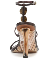 Sam Edelman Massey Leather Stone Embellished Ankle Strap Wedge Dress Sandals