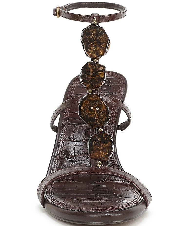 Sam Edelman Massey Leather Stone Embellished Ankle Strap Wedge Dress Sandals