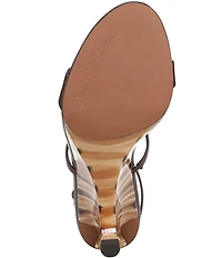 Sam Edelman Massey Leather Stone Embellished Ankle Strap Wedge Dress Sandals