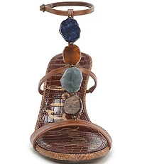 Sam Edelman Massey Leather Stone Embellished Ankle Strap Wedge Dress Sandals