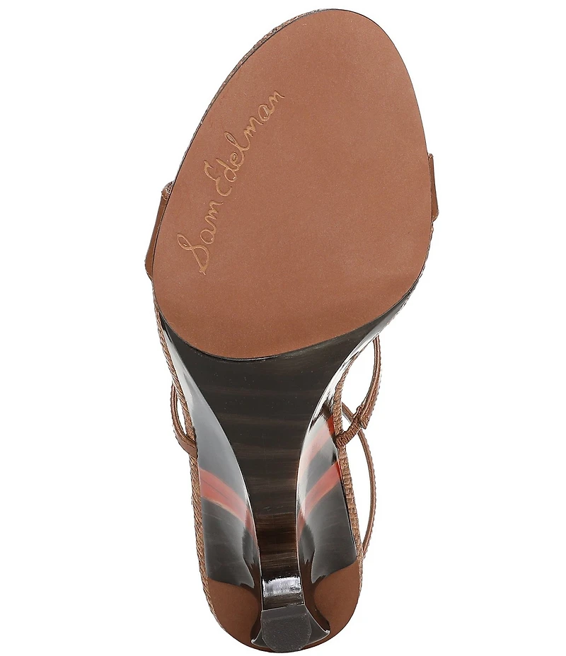 Sam Edelman Massey Leather Stone Embellished Ankle Strap Wedge Dress Sandals