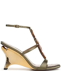 Sam Edelman Massey Satin Stone Embellished Ankle Strap Wedge Dress Sandals