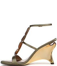 Sam Edelman Massey Satin Stone Embellished Ankle Strap Wedge Dress Sandals