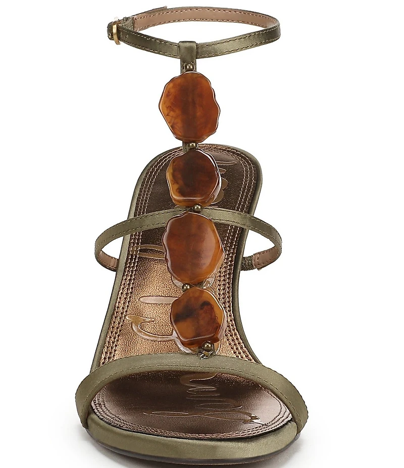 Sam Edelman Massey Satin Stone Embellished Ankle Strap Wedge Dress Sandals