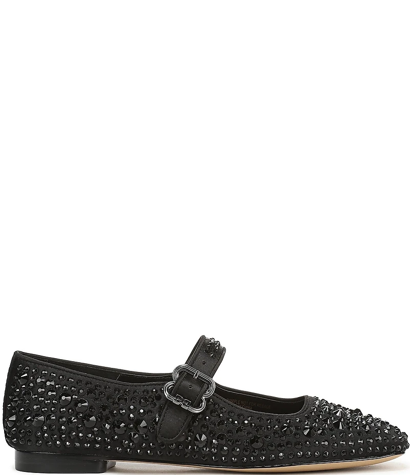 Sam Edelman Michaela Bling Rhinestone Embellished Satin Mary Jane Flats