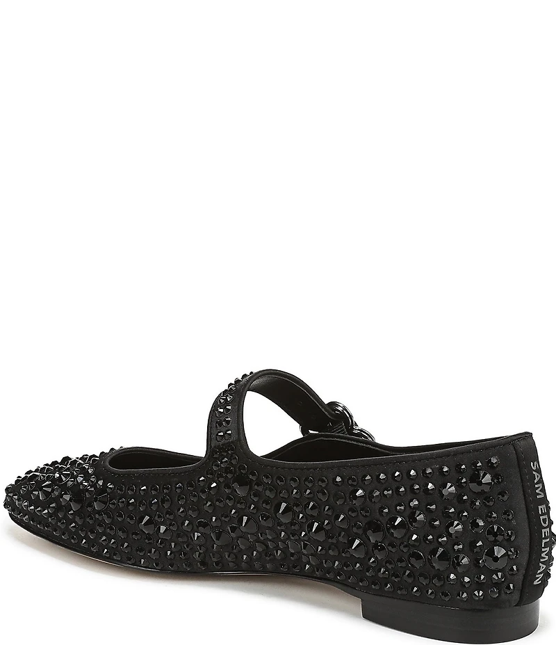 Sam Edelman Michaela Bling Rhinestone Embellished Satin Mary Jane Flats