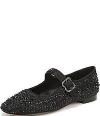Sam Edelman Michaela Bling Rhinestone Embellished Satin Mary Jane Flats