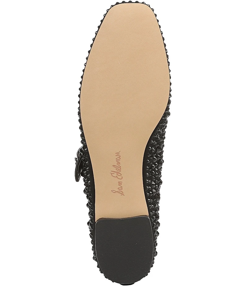 Sam Edelman Michaela Bling Rhinestone Embellished Satin Mary Jane Flats