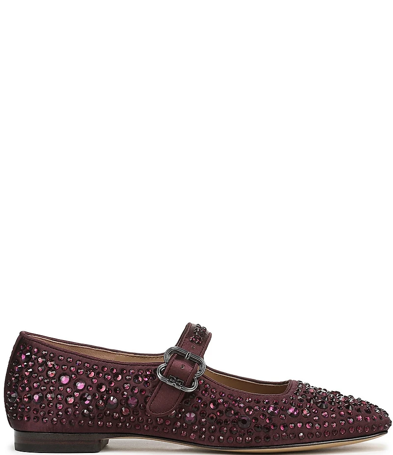 Sam Edelman Michaela Bling Rhinestone Embellished Satin Mary Jane Flats