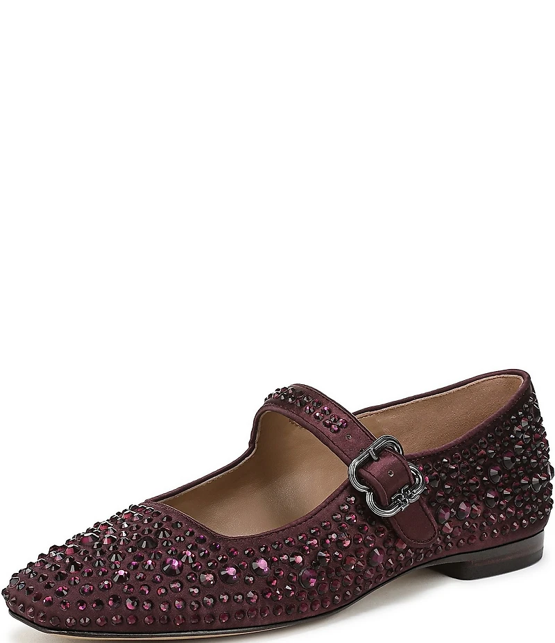 Sam Edelman Michaela Bling Rhinestone Embellished Satin Mary Jane Flats