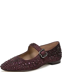 Sam Edelman Michaela Bling Rhinestone Embellished Satin Mary Jane Flats
