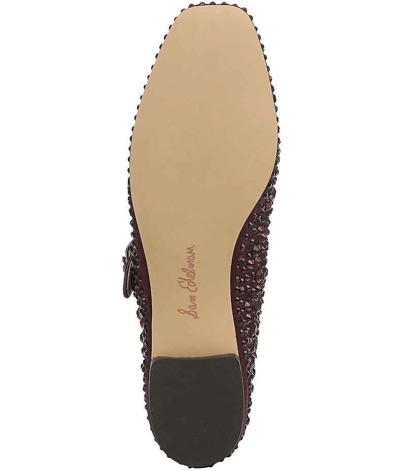 Sam Edelman Michaela Bling Rhinestone Embellished Satin Mary Jane Flats
