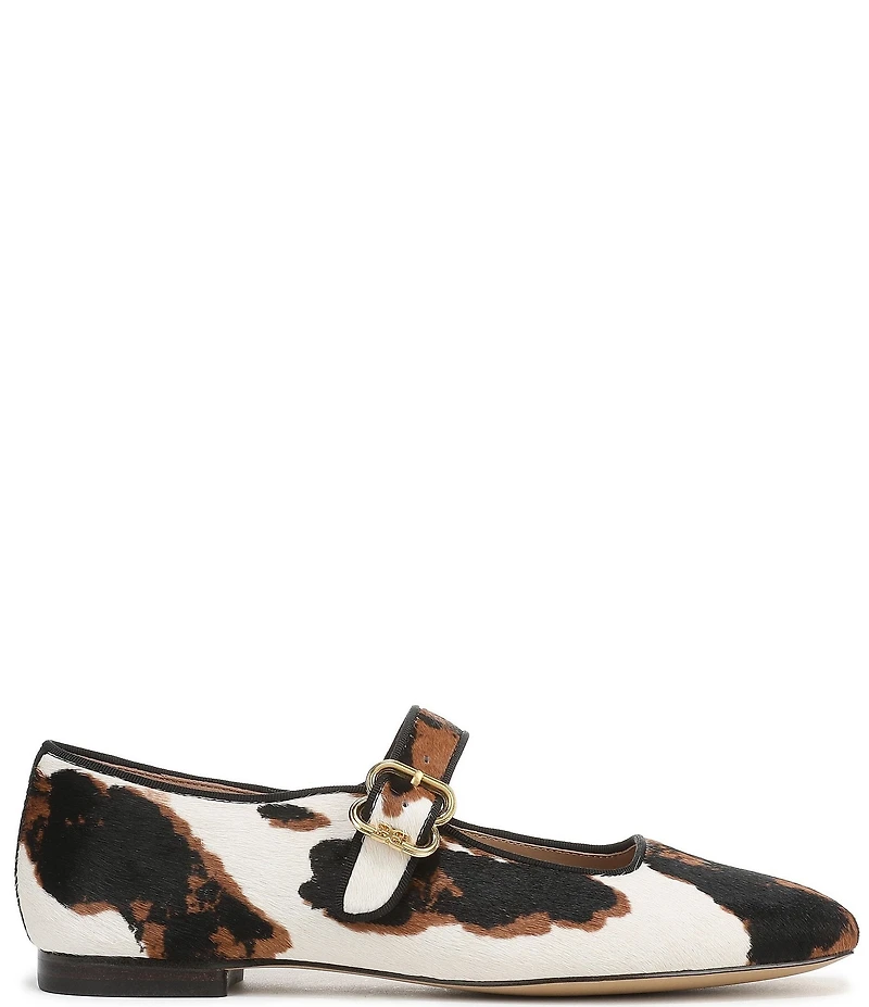 Sam Edelman Michaela Cow Print Calf Hair Mary Jane Flats