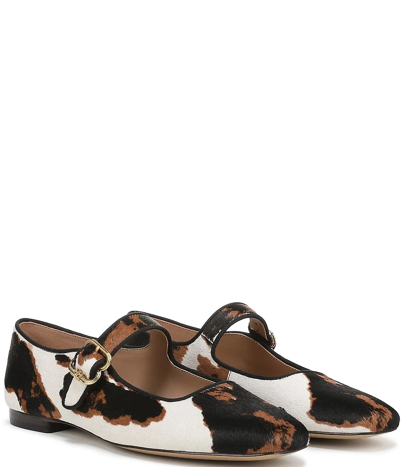Sam Edelman Michaela Cow Print Calf Hair Mary Jane Flats