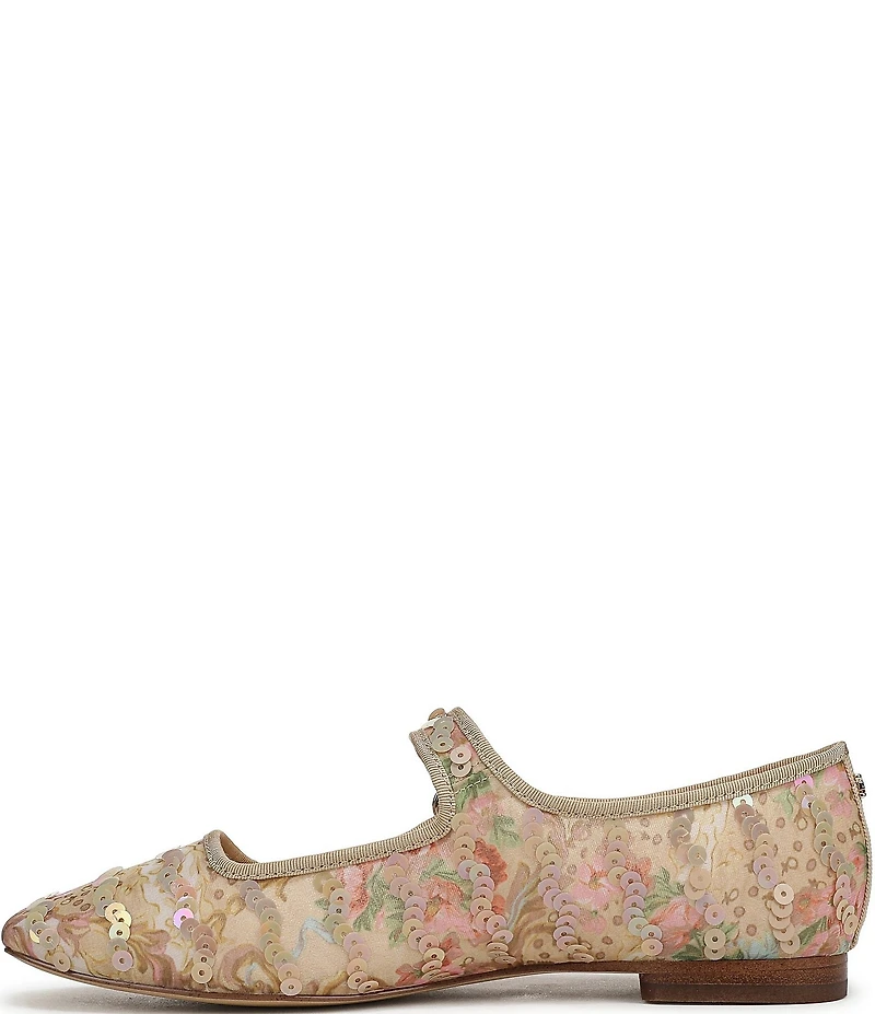 Sam Edelman Michaela Floral Print Sequined Mary Jane Flats