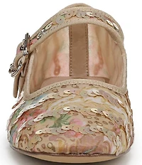 Sam Edelman Michaela Floral Print Sequined Mary Jane Flats