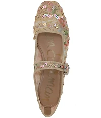 Sam Edelman Michaela Floral Print Sequined Mary Jane Flats
