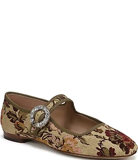 Sam Edelman Michaela Glow Floral Fabric Embellished Buckle Mary Jane Flats