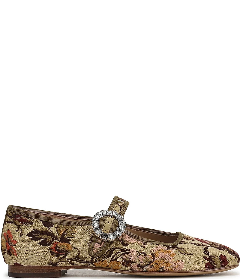 Sam Edelman Michaela Glow Floral Fabric Embellished Buckle Mary Jane Flats