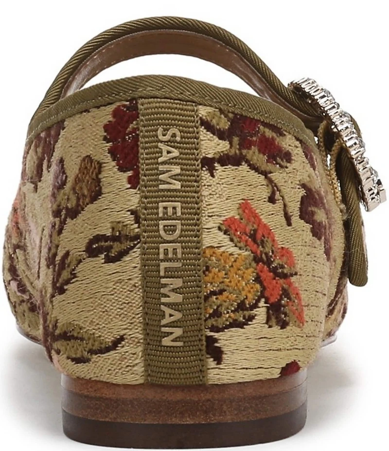 Sam Edelman Michaela Glow Floral Fabric Embellished Buckle Mary Jane Flats
