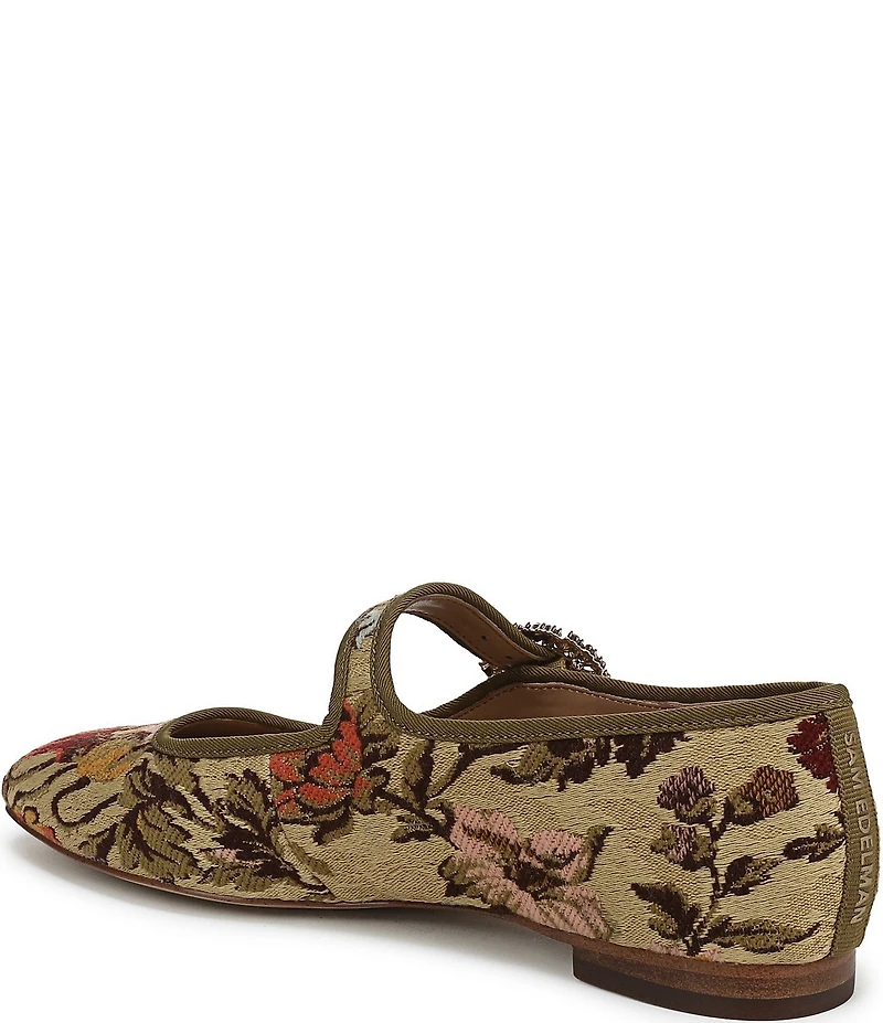 Sam Edelman Michaela Glow Floral Fabric Embellished Buckle Mary Jane Flats