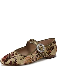 Sam Edelman Michaela Glow Floral Fabric Embellished Buckle Mary Jane Flats