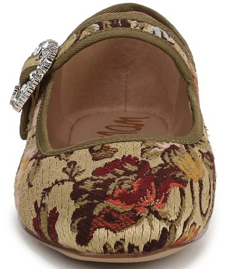 Sam Edelman Michaela Glow Floral Fabric Embellished Buckle Mary Jane Flats