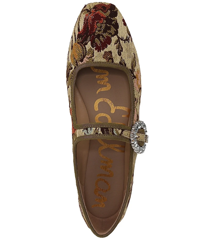 Sam Edelman Michaela Glow Floral Fabric Embellished Buckle Mary Jane Flats