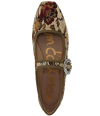 Sam Edelman Michaela Glow Floral Fabric Embellished Buckle Mary Jane Flats