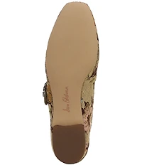 Sam Edelman Michaela Glow Floral Fabric Embellished Buckle Mary Jane Flats