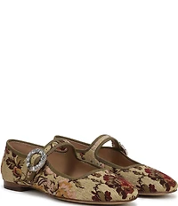 Sam Edelman Michaela Glow Floral Fabric Embellished Buckle Mary Jane Flats