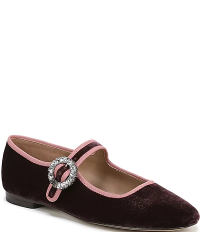 Sam Edelman Michaela Glow Velvet Embellished Buckle Mary Jane Flats