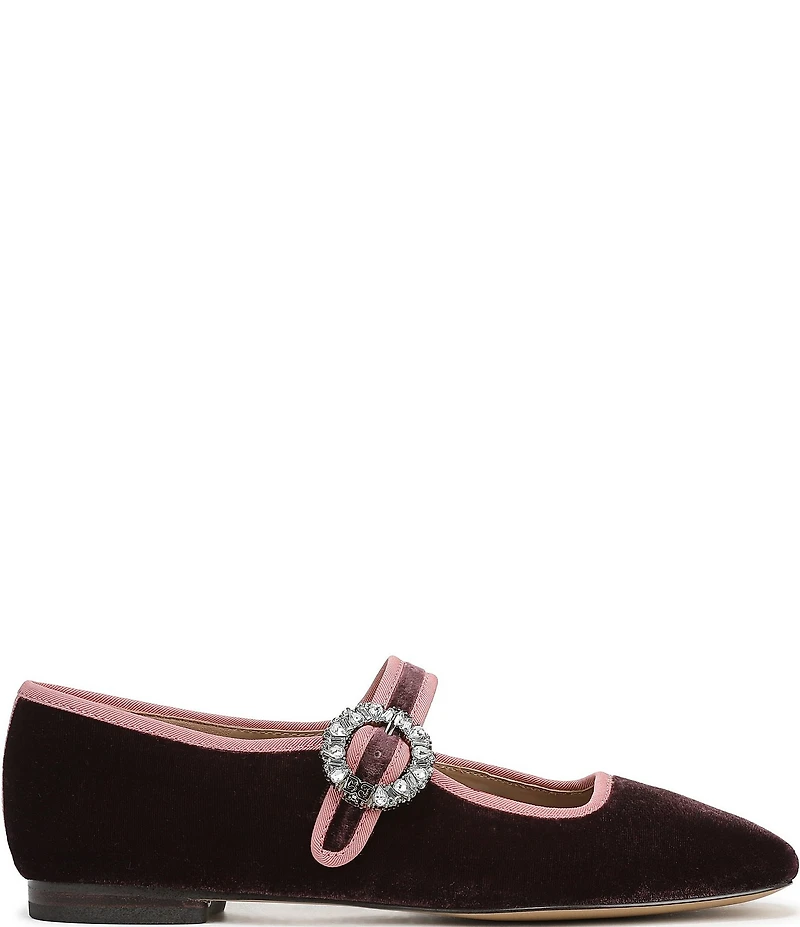 Sam Edelman Michaela Glow Velvet Embellished Buckle Mary Jane Flats