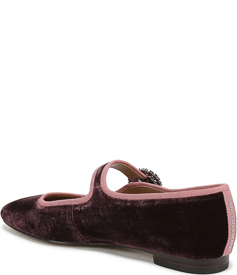 Sam Edelman Michaela Glow Velvet Embellished Buckle Mary Jane Flats