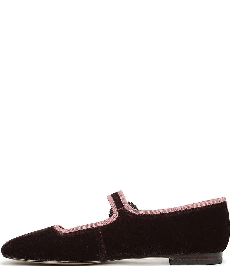 Sam Edelman Michaela Glow Velvet Embellished Buckle Mary Jane Flats