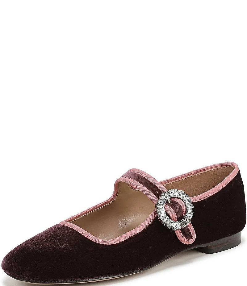 Sam Edelman Michaela Glow Velvet Embellished Buckle Mary Jane Flats