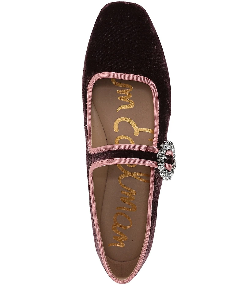 Sam Edelman Michaela Glow Velvet Embellished Buckle Mary Jane Flats