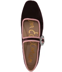 Sam Edelman Michaela Glow Velvet Embellished Buckle Mary Jane Flats